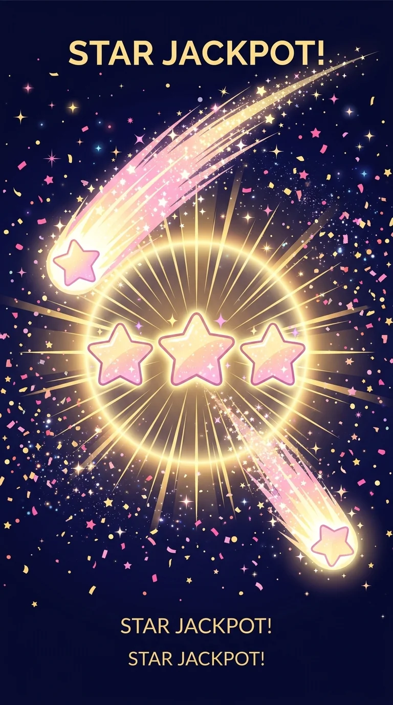STAR JACKPOT graphic with gold halo and sparkle rays