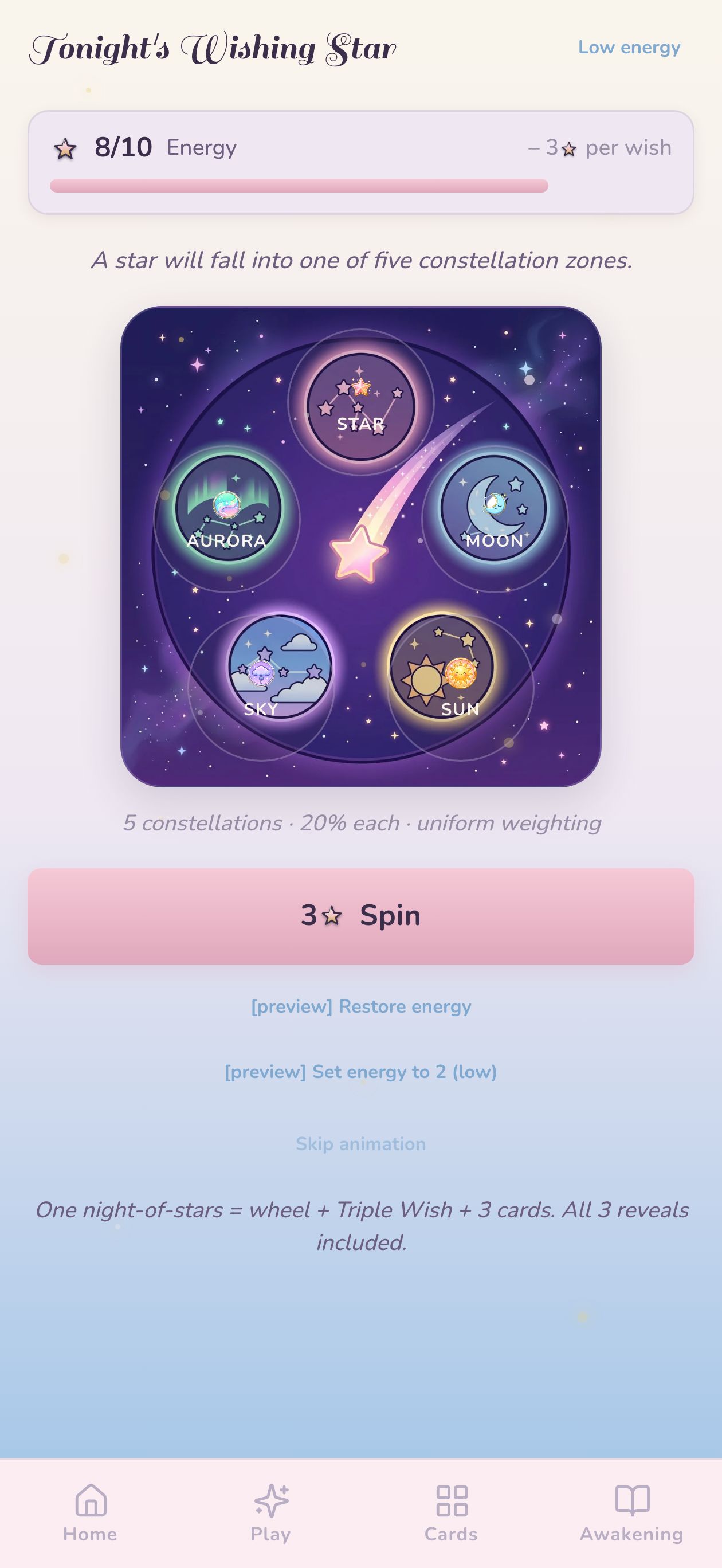 Wishing Star wheel pre-spin
