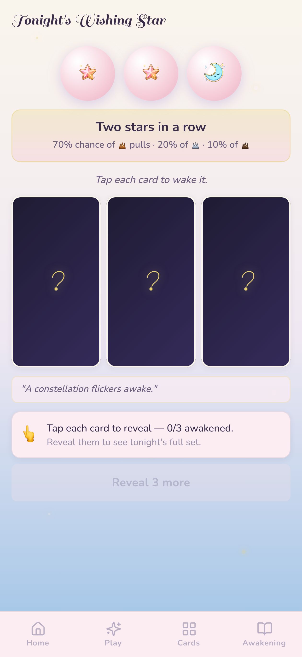 Card reveal flip